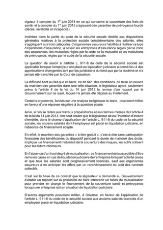 vigueur à compter du 1er
juin 2014 en ce qui concerne la couverture des frais de
santé et à compter du 1er
juin 2015 s’agi...