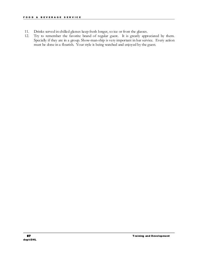 Food And Beverage Service Manual