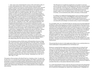 "... Grave abuseshave characterized the exercise ofthe retail trade by aliens.It
is a fact within judicial notice,which courts ofjustice may not properly
overlookorignore in the interests oftruthand justice,thatthere exists a general
feeling on the part ofthe public that alien participation in the retailtrade has
been attendedby a perniciousandintolerable practices,the mentionofa few of
which would suffice for ourpurposes;that at some time or otherthey have
cornered the market ofessentialcommodities,like corn and rice,creating
artificial scarcities to justify andenhance profits to unreasonable proportions;
that they have hoardedessentialfoodsto the inconvenienceand prejudice ofthe
consuming public,so much so that the Governmenthashad to establishthe
NationalRice and Corn Corporation to savethe public fromtheircontinuous
hoarding practicesand tendencies; thattheyhaveviolatedprice controllaws,
especially on foodsandessentialcommodities,suchthat thelegislature had to
enact a law (Sec. 9, Republic Act No.1168), authorizing theirimmediate and
automatic deportationforprice controlconvictions; that they have secret
combinationsamong themselves to controlprices,cheatingthe operationofthe
law of supply and demand;that they have connivedto boycott honest merchants
and traders who would notcateroryield to theirdemands,in unlawfulrestraint
of freedomof trade and enterprise.Theyare believed by the public to have
evaded taxlaws,smuggled goodsand moneyinto and out ofthe land,violated
import and export prohibitions,controllaws and the like,in derision and
contempt oflawful authority.It is also believed that theyhave engaged in
corrupting public officials with fabulous bribes,indirectly causing the
prevalence ofgraft and corruptionin the Government.As a matteroffact
appeals to unscrupulousaliens have been made bothby the Government and by
theirown lawful diplomatic representatives,action which impliedly admits a
prevailing feeling about the existence ofmany ofthe above practices.
The circumstancesabove setforth create wellfoundedfears thatworse things
may come in the future.The present dominance ofthe alien retailer, especially
in the big centers ofpopulation,therefore,becomes a potentialsourceofdanger
on occasionsofwaror othercalamity.We do not have here in this country
isolated groupsofharmless aliens retailing goodsamongnationals; what we
have are well organized and powerfulgroupsthat dominatethe distribution of
goodsand commodities in the communities andbig centers ofpopulation.They
owe no allegiance orloyalty to the State,and the State cannot rely uponthemin
times ofcrisis or emergency.While the nationalholdshis life,his person and
his property subject to the needsofhis country,the alien may even become the
potentialenemy ofthe State.(Lao H. Ichong v.Hernandez,et al., G.R. No. L-
7995, May 31, 1957).
The purpose ofthe enactment ofthe RetailTrade Law, therefore,is clear. As expressed
by this Court,it is to translate the generalpreoccupation ofthe Filipinos againstthe threat
and dangerto ournationaleconomy causedby alien dominance andcontrolofthe retail
businessby weedingoutsuch threat anddangerandthusprevent aliens fromhaving a
strangle hold uponoureconomic life. But in so doing the legislature did not intendto
deprive aliens oftheirmeans oflivelihood.This is clearly pointed out in the explanatory
note ofthe law: .
This bill proposesto regulate the retailbusiness.Its purpose is to prevent
personswho are not citizens ofthe Philippinesfromhaving a strangle holdupon
oureconomic life. If the personswho controlthis vitalartery ofoureconomic
life are those who owe no allegiance to this Republic,who have no profound
devotion to ourfree institutionsandwho have nopermanent statein our
people's welfare,we are not really the masters ofourown country.Allaspects
of ourlife, even ournationalsecurity,will be at the mercy of otherpeople.
In seeking to accomplish the foregoing purpose,we do not proposeto deprive
personswho are not citizens ofthe Philippinesoftheirmeans oflivelihood.
While this bill seeks to take away fromthe hands ofpersonswho are not
citizens of the Philippines a powerthat can be wielded to paralyze allaspectsof
ournationallife and endangerournationalsecurity,it respectsexisting rights.
It is in the light ofthis view ofthe Retail Trade Law that the issue was posed whetherthe
prohibition to aliens fromengaging in suchtrade is intendedmerely to ban themfromits
ownership andnot fromits management control oroperation.However,fromthe context
of the law as well as fromthe decision ofthis Court in the Ichongcase,it may be safely
inferred that the nationalization ofthe retailtrade is merely confined to its ownership and
not its management,control,oroperation.Nevertheless,this apparent flawin the Retail
Trade Law cannot be availed ofby an unscrupulousalien as a convenient pretext to
employ in the management ofhis business personsofhis ilk to flout the law or subvert its
nationalistic purpose,forin pari materiawith such lawwe have the Anti-Dummy Law
(Commonwealth Act No. 108, as amended by Republic Act No.134), which seeks "to
punish actsofevasionofthe laws ofnationalization ofcertain rights,franchises or
privileges." Read in connectionwith the RetailTrade Law, the Anti-Dummy Law would
punish actsintended to circumvent theprovisionsofthe formerlaw which nationalize the
retail business.
The question that nowarisesis:Is the employment ofaliens in non-controlpositions in a
retail establishment ortrade prohibited bythe Anti-Dummy Law?
Petitioners contend that theiremployment is not prohibited eitherby theRetailTrade
Law orthe Anti-Dummy Law. The three Chinese petitionerstestified that they had
nothing to do with the management andcontrolofthe business,nordo theyparticipate in
its profits outside oftheirmonthly salaries.Theyhad been employed long before the
enactment ofRepublic Act No.1180. They only wait for customers and sellaccording to
the prices appearingon the tagspreviously fixed by theirmanagerMacario King.They
desire to continue in the employ ofMacario King in his businessandtheirjob is their
only means ofearning support forthemselvesandtheirfamilies. Lim Pin who is
employed as buyerdeclared that his duties include no more than buyingthe groceries
appearing in a list prepared and given to himfrom time to time by Macario King,and at
no more than the prices indicated in said list.Respondentsdid not present anyevidence to
contradict these facts,as theymerely relied their motion to dismiss.
It is evident that petitioners'theory is thatsince they donot intervene in the management,
operation,administration orcontrolofthe retailestablishment ofMacario King theyare
not covered bythe Anti-Dummy Law. Indeed,they contend,Section 1ofRepublic Act
 