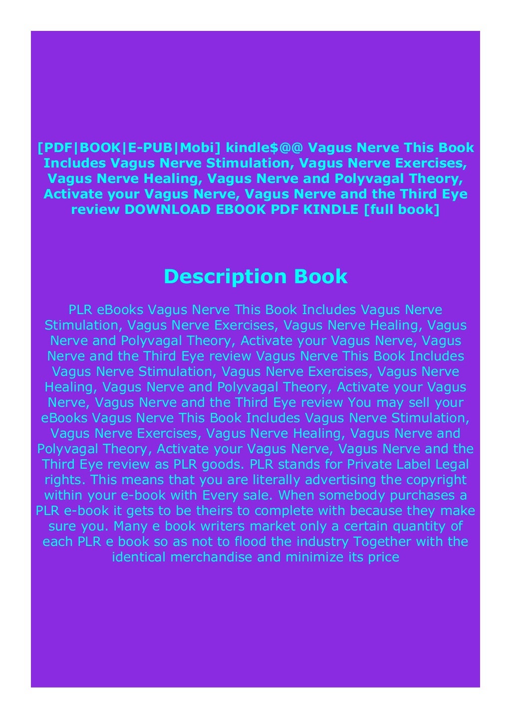 Download Vagus Nerve This Book Includes Vagus Nerve Stimulation Vagus