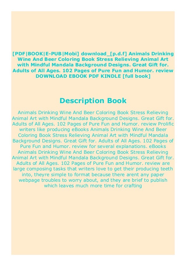 Download Pdf Animals Drinking Wine And Beer Coloring Book Stress Relieving A