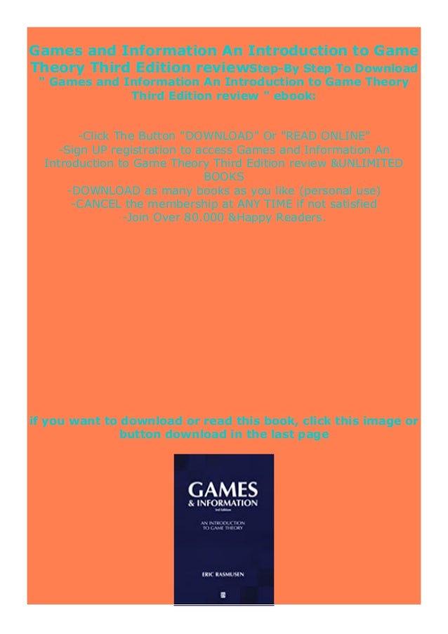 Read Best Book Online Games And Information An Introduction To Game