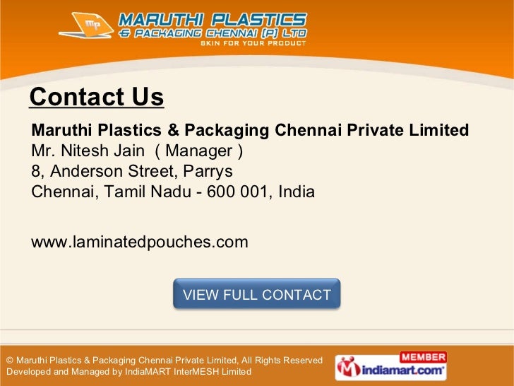 Maruthi Plastics and Packaging Chennai Private Limited Tamil Nadu india