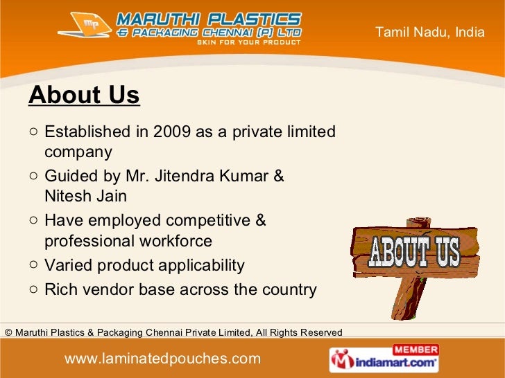 Maruthi Plastics and Packaging Chennai Private Limited Tamil Nadu india