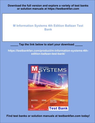 M Information Systems 4th Edition Baltzan Test Bank | PDF