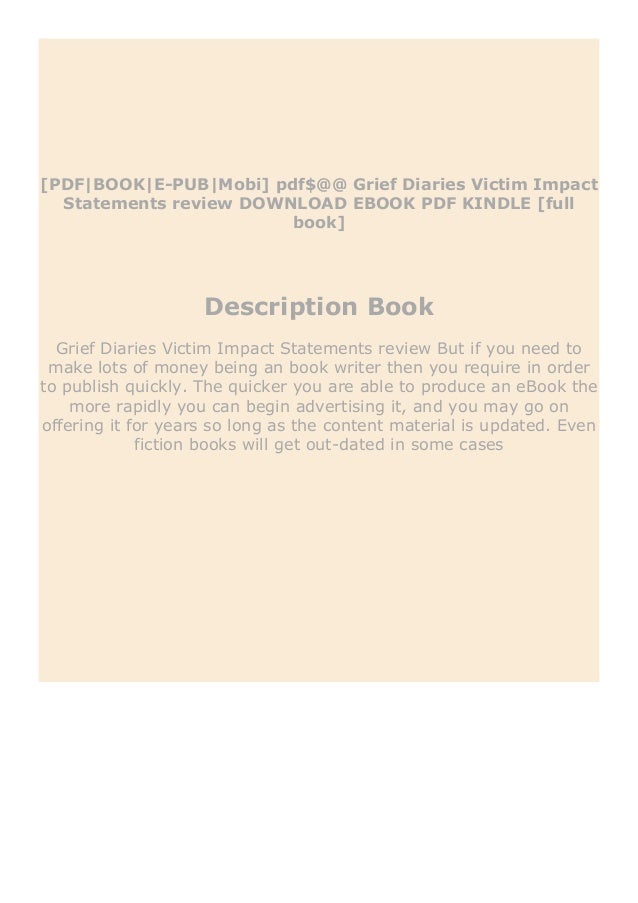 Pdf Grief Diaries Victim Impact Statements Review Read Online