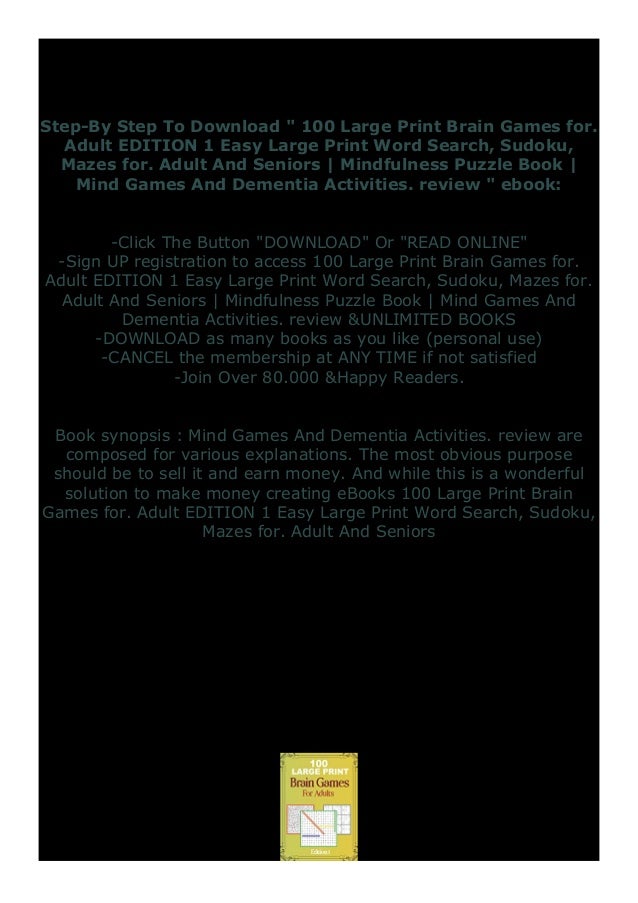 Read Best Book Online 100 Large Print Brain Games For Adult Edition