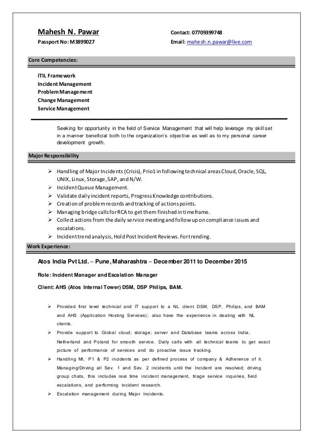 mahesh pawar resume problem management resumes