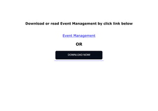 [DONWLOAD] Event Management | PDF