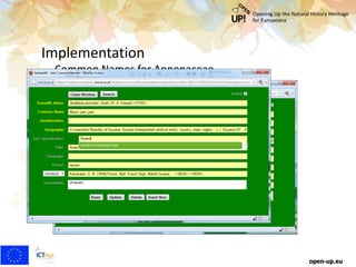 Implementation
Common Names for Annonaceae
open-up.eu
 