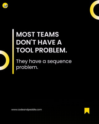 MOST TEAMS
DON'T HAVE A
TOOL PROBLEM.
They have a sequence
problem.
www.codeandpeddle.com
 