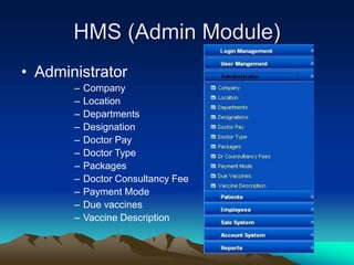 Admin Module User Module Doctor Module Flowchart 178668895-Hospital-Management-System-ppt.ppt