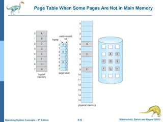 8.43 Silberschatz, Galvin and Gagne ©2013
Operating System Concepts – 9th Edition
Page Table When Some Pages Are Not in Main Memory
 