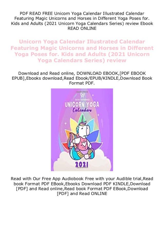 free pdf online_ Unicorn Yoga Calendar Illustrated Calendar Featuring