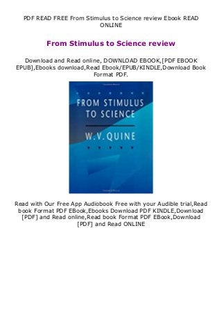 PDF READ FREE From Stimulus to Science review Ebook READ
ONLINE
From Stimulus to Science review
Download and Read online, DOWNLOAD EBOOK,[PDF EBOOK
EPUB],Ebooks download,Read Ebook/EPUB/KINDLE,Download Book
Format PDF.
Read with Our Free App Audiobook Free with your Audible trial,Read
book Format PDF EBook,Ebooks Download PDF KINDLE,Download
[PDF] and Read online,Read book Format PDF EBook,Download
[PDF] and Read ONLINE
 