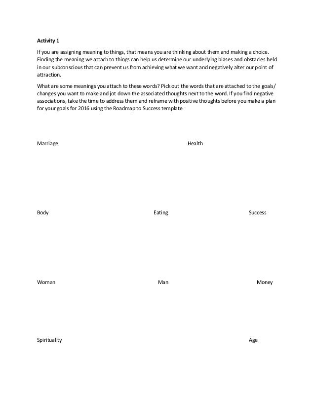 my roadmap to success activity 2016