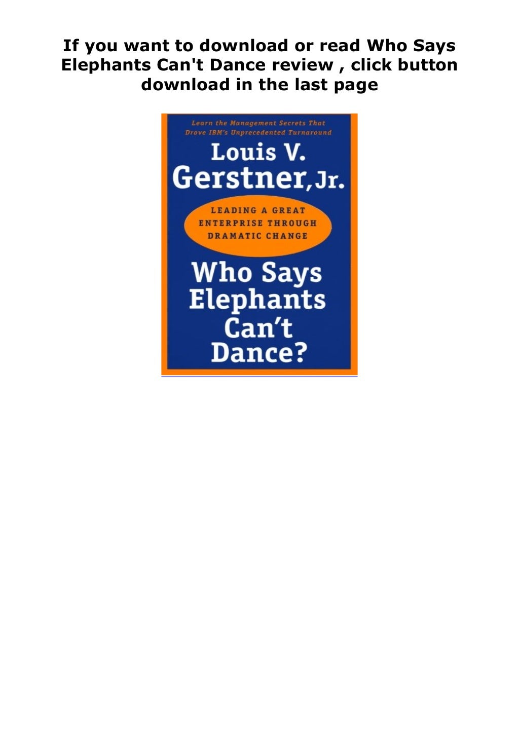 magazine_ Who Says Elephants Can't Dance review