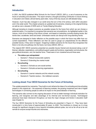 Educational Research and Innovation Back to the Future of Education FOUR OECD SCENARIOS FOR SCHOOLING