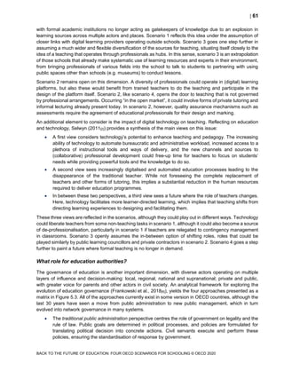 Educational Research and Innovation Back to the Future of Education FOUR OECD SCENARIOS FOR SCHOOLING