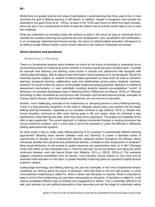 Educational Research and Innovation Back to the Future of Education FOUR OECD SCENARIOS FOR SCHOOLING