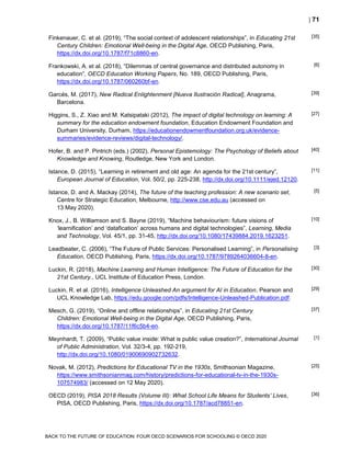 Educational Research and Innovation Back to the Future of Education FOUR OECD SCENARIOS FOR SCHOOLING