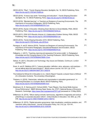 Educational Research and Innovation Back to the Future of Education FOUR OECD SCENARIOS FOR SCHOOLING