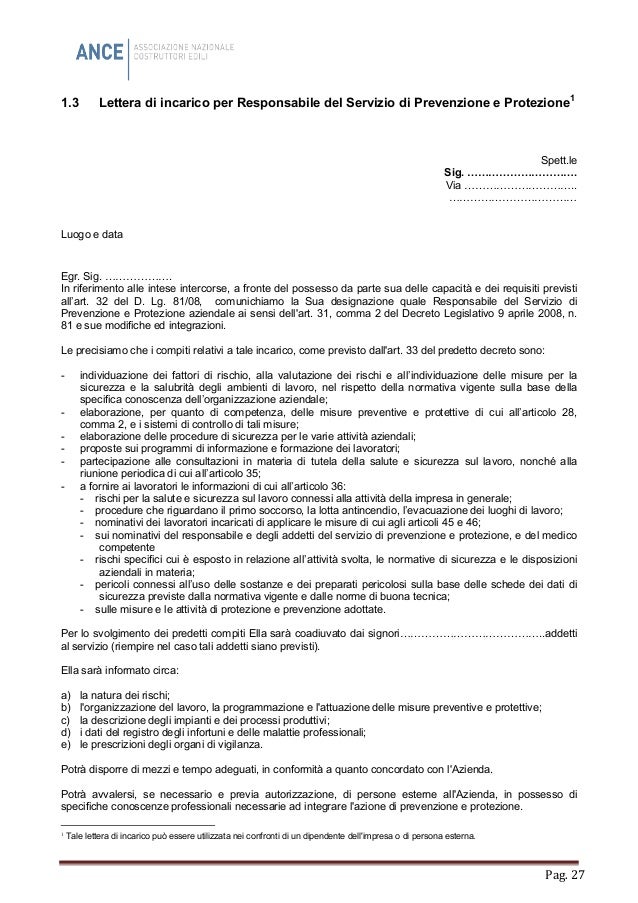 incarico template di lettera delega responsabilita sicurezza ruoli 179 ance