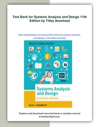 Test Bank for Systems Analysis and Design 11th Edition by Tilley | PDF