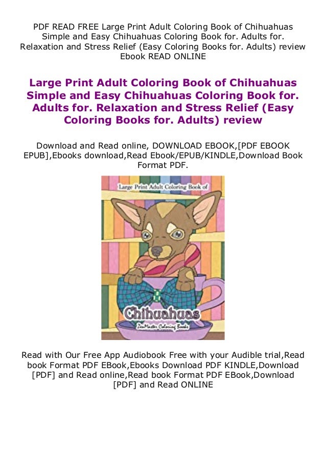 Download P D F Epub Large Print Adult Coloring Book Of Chihuahuas Simple