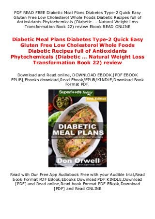 Pdf Diabetic Meal Plans Diabetes Type 2 Quick Easy Gluten Free Low