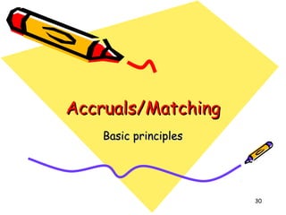 30
Accruals/MatchingAccruals/Matching
Basic principlesBasic principles
 