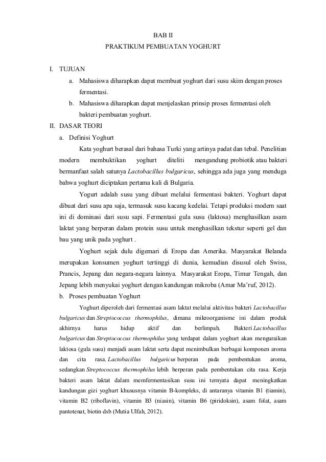179297851 Laporan Praktikum Pembuatan Yoghurt Doc