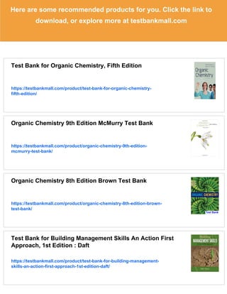 Test Bank for Organic Chemistry – Standalone10th Edition | PDF