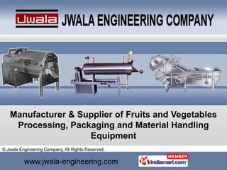 Manufacturer & Supplier of Fruits and Vegetables Processing, Packaging and Material Handling Equipment 