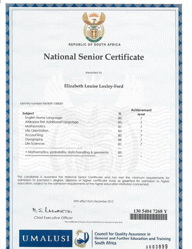 Nsc Format National Senior Certificate | PDF