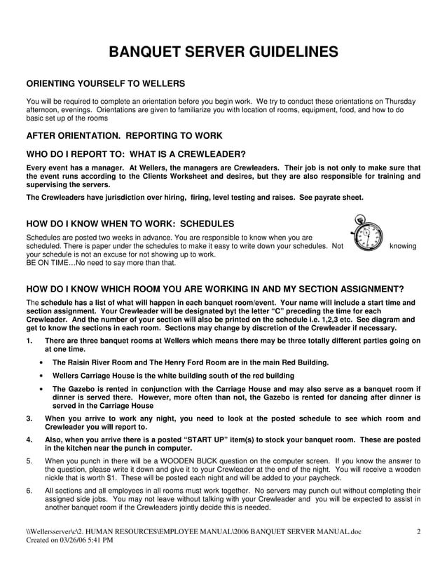 2006_BANQUET_SERVER_MANUAL | PDF | Career Advice | Careers
