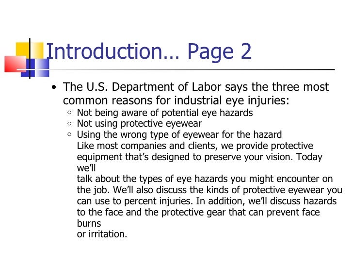 OSHA Eye and Face Protection