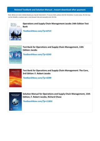 Comprehensive Guide to Operations and Supply Chain Management Jacobs ...