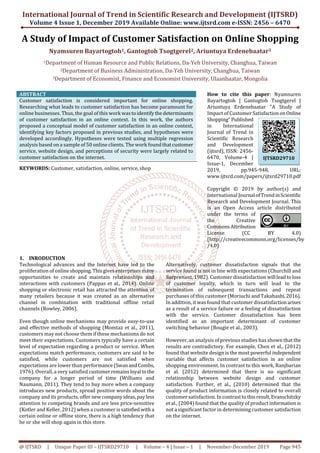 A Study of Impact of Customer Satisfaction on Online Shopping | PDF