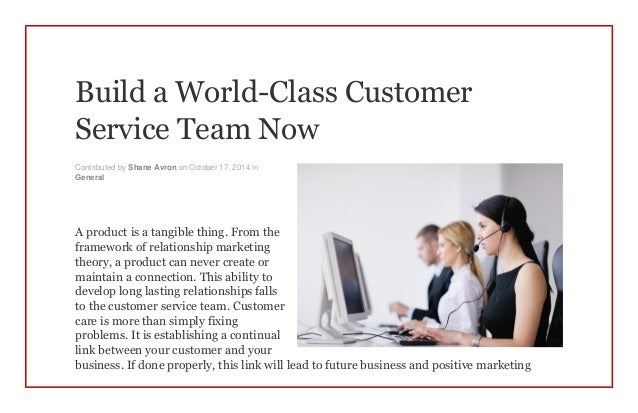 Build A World Class Customer Service Team Now