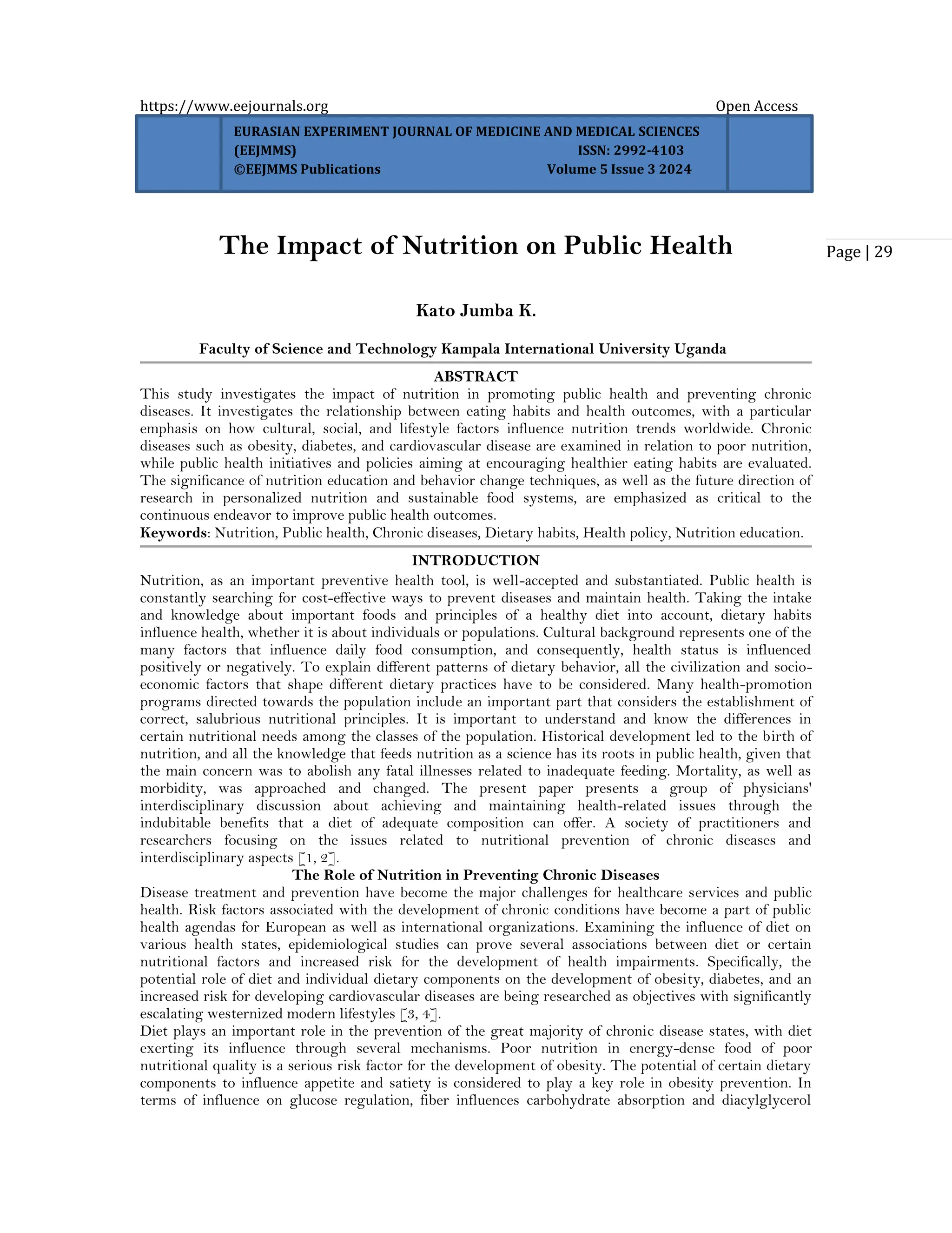 The Impact of Nutrition on Public Health (www.kiu.ac.ug) | PDF