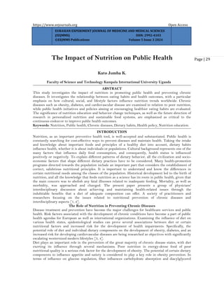 The Impact of Nutrition on Public Health (www.kiu.ac.ug) | PDF