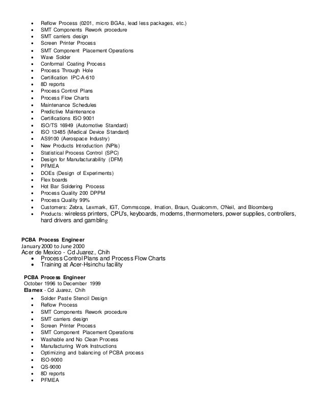 Doc engineer job resume smt