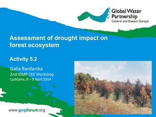 Assessment of drought impact on
forest ecosystem
Activity 5.2
Galia Bardarska
2nd IDMP CEE Workshop
Ljubljana, 8 – 9 April 2014
 