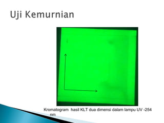 Kromatogram hasil KLT dua dimensi dalam lampu UV -254
nm
 