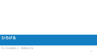 ひろげる
45
サンプルを拡張して、発想を広げる
 
