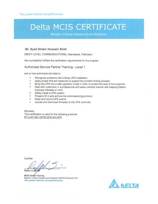 Delta Certificate