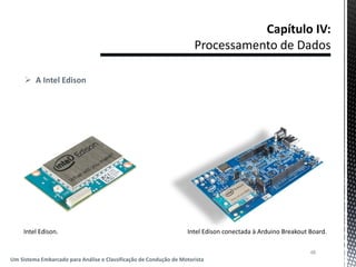  A Intel Edison
48
Um Sistema Embarcado para Análise e Classificação de Condução de Motorista
Intel Edison conectada à Arduino Breakout Board.Intel Edison.
 