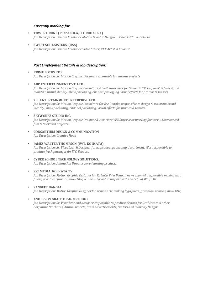 motion graphics resume