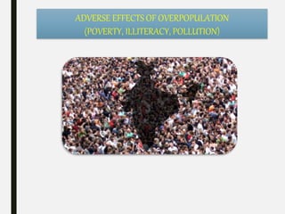 ADVERSE EFFECTS OF OVERPOPULATION
(POVERTY, ILLITERACY, POLLUTION)
 